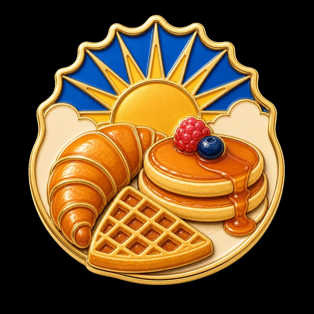 The enamel pin awarded for completing Breakfast Club